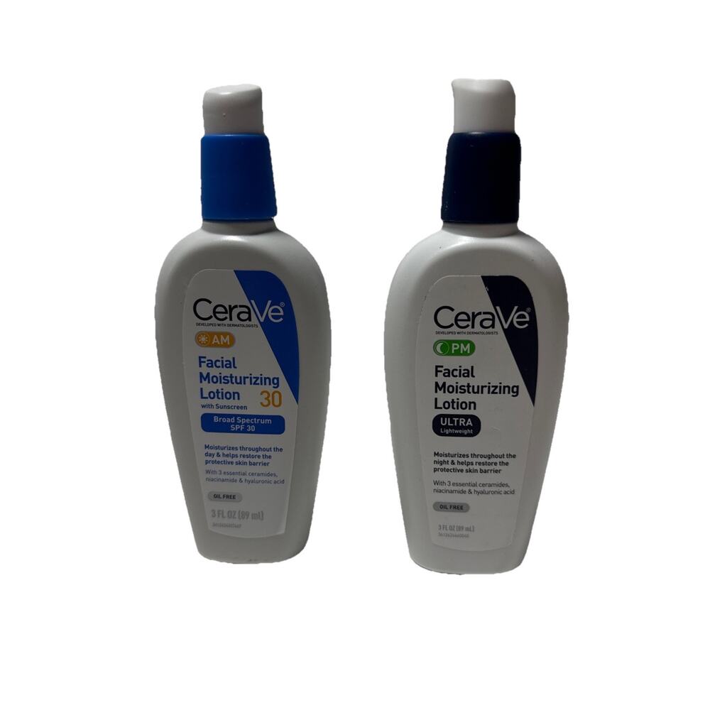 CeraVe Day & Night Face Lotion Skin Care Set | Contains AM And PM Moisturizer